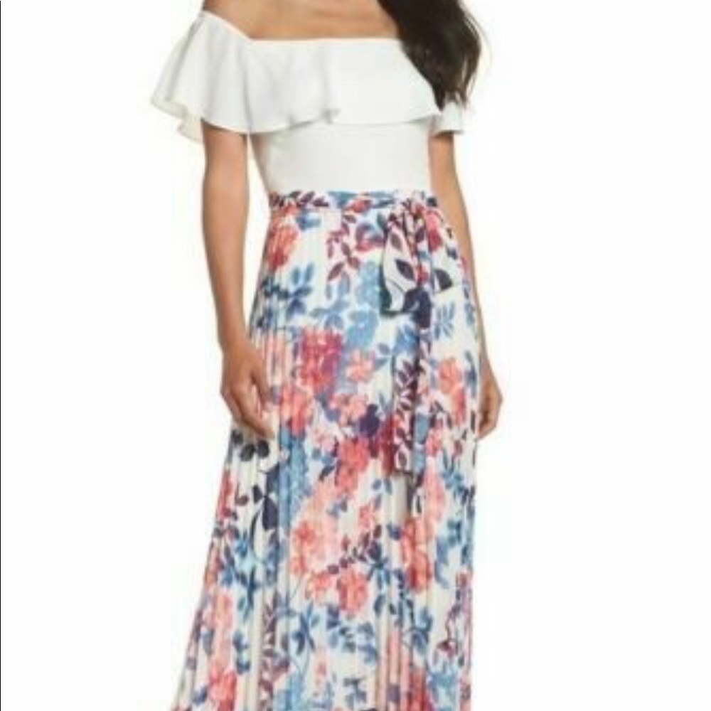 Eliza J off the shoulder floral maxi